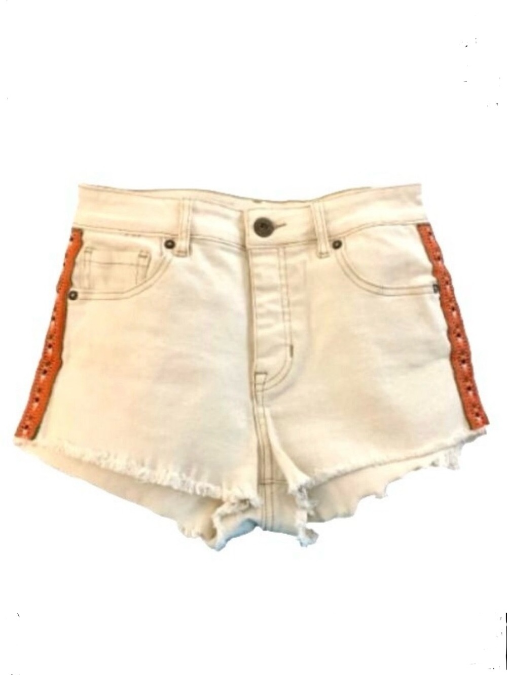 Bullhead Denim Cut Off White High Rise Shorts Trim 3 Denim Boho Urban Outfitters